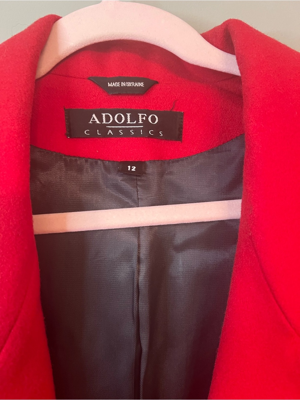 Women's Red Adolfo 100% Wool Long Coat